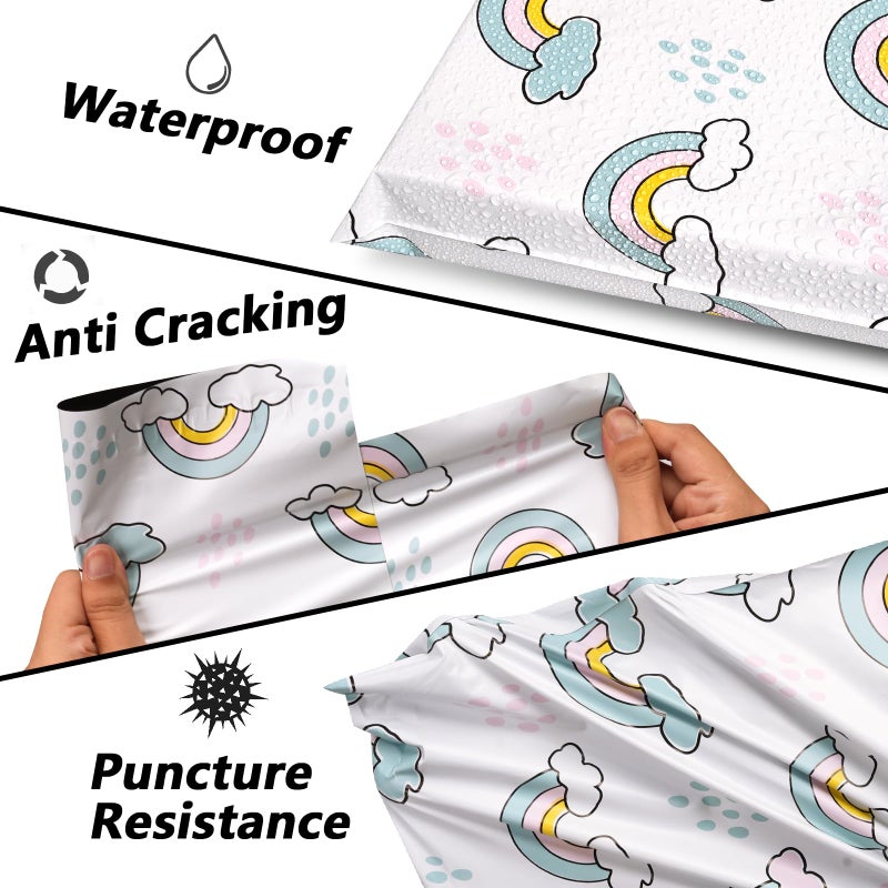 Vapulcio Poly Mailers 12x15.5 Inch 50 Pcs - Rainbow Printed Shipping Bags, 2.4mil Thickness, Waterproof and Tear Resistant Mailing Envelopes, Self-Sealing Packaging Bags for Small Business - Image 4